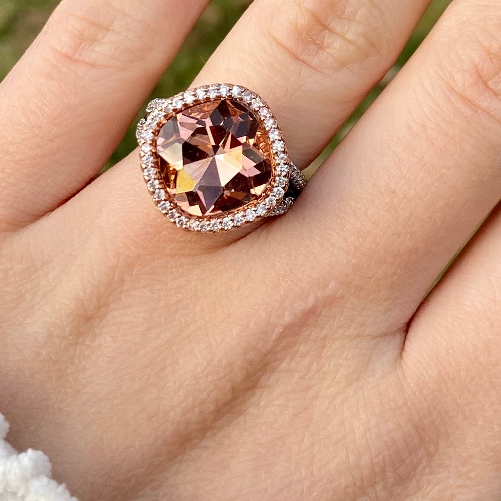 NEW 18k Rose gold plated Champagne Stone Ring - Picture 3 of 7